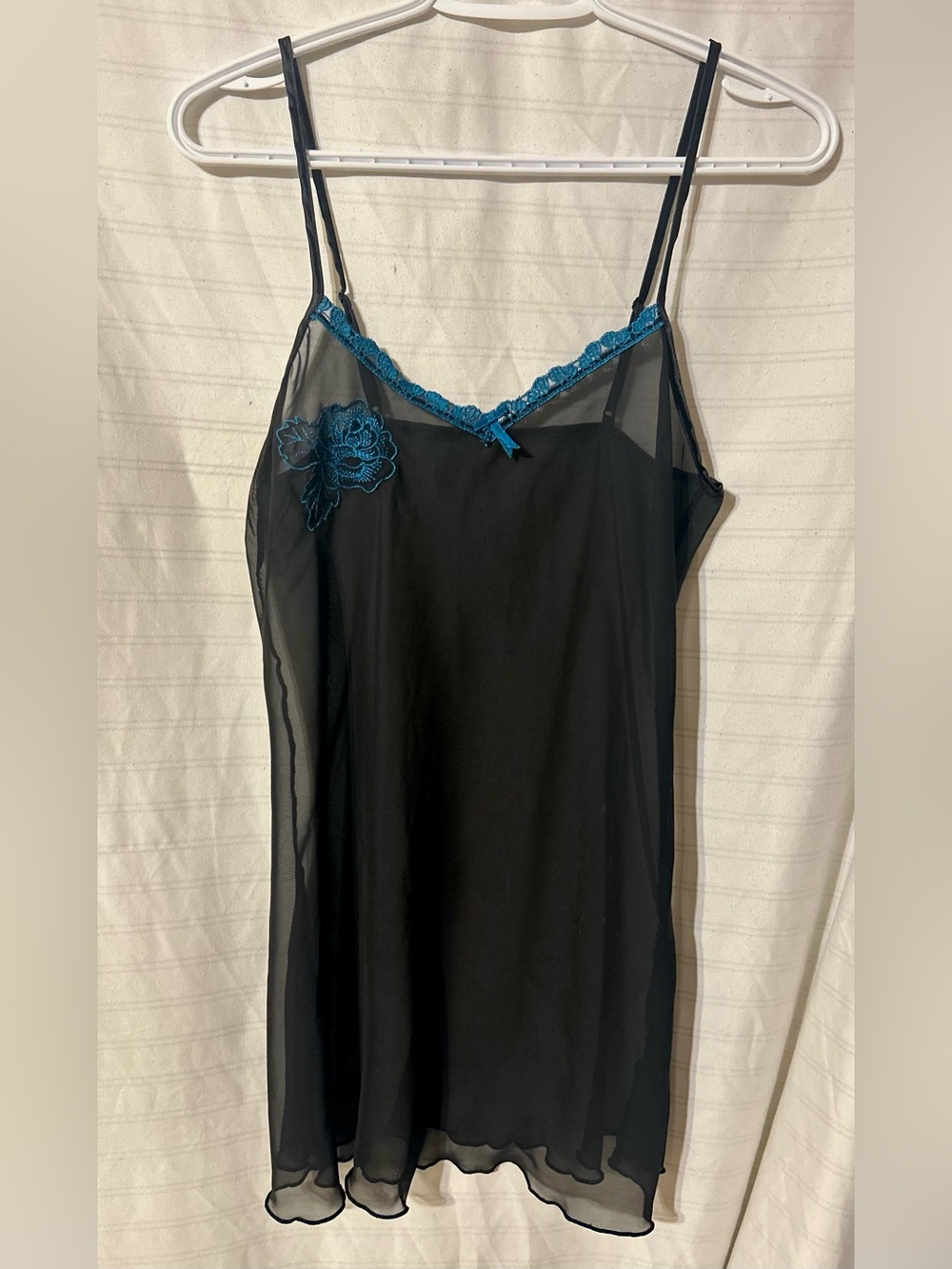 Blue Laced Black Womens Slip Dress